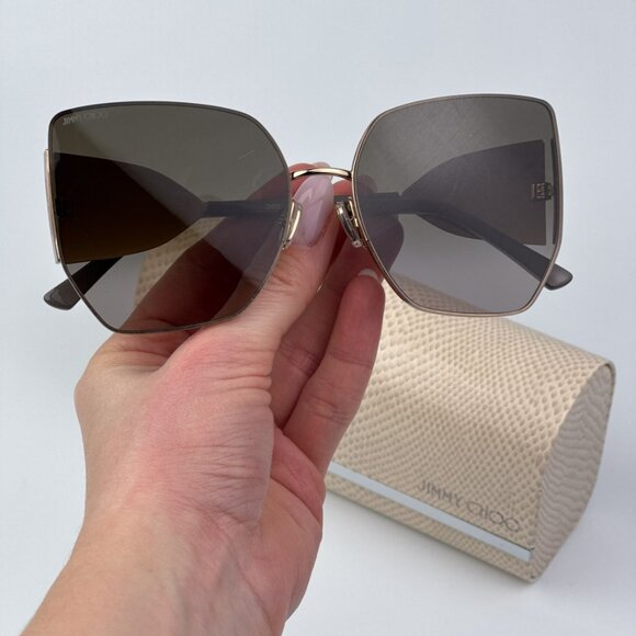 Jimmy Choo Women Gold Mud Brown Butterfly BRAND NEW SUnglasses RIVER/S 0763 - Picture 2 of 11